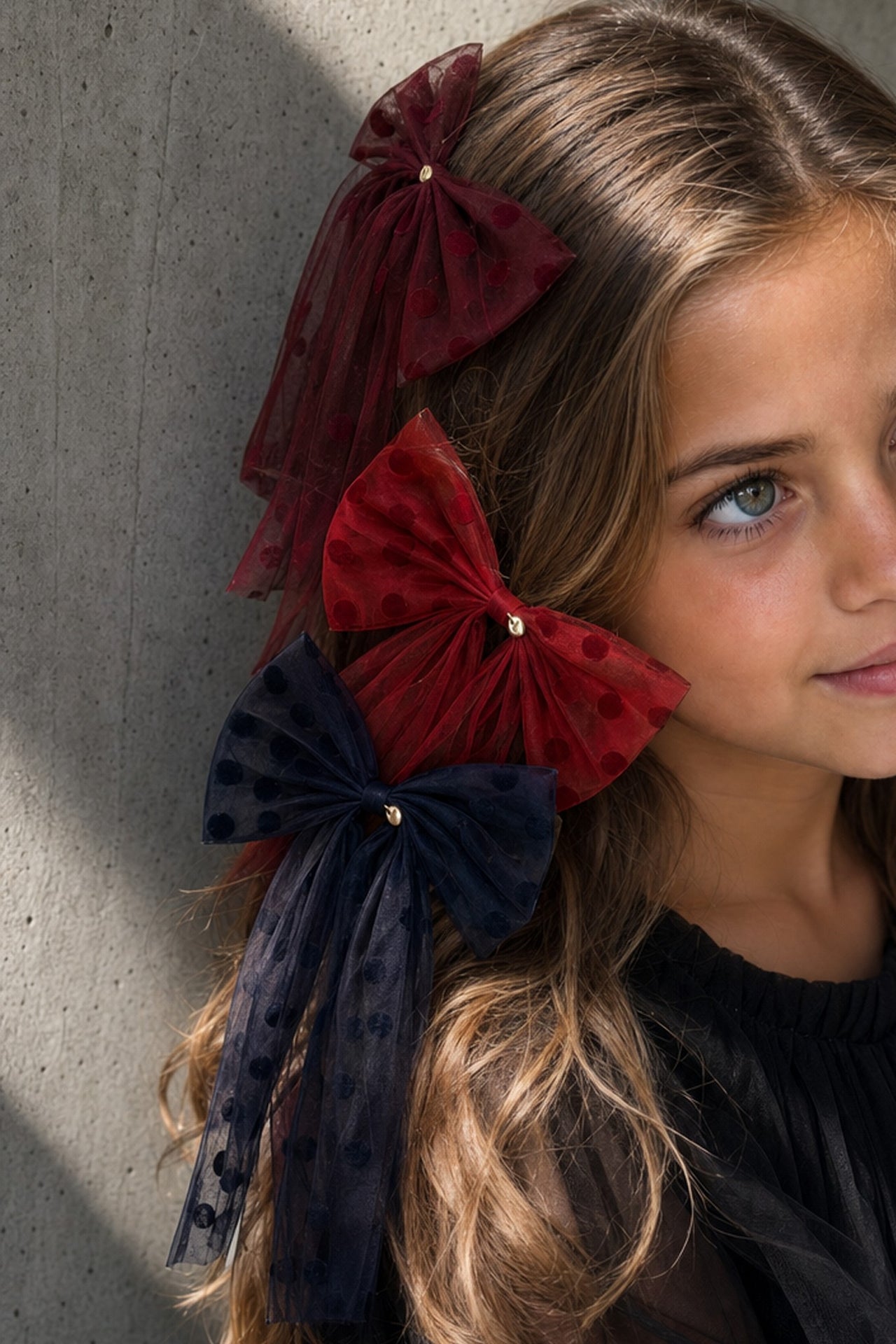 Nana Tulle Polka Dot Bow Clip