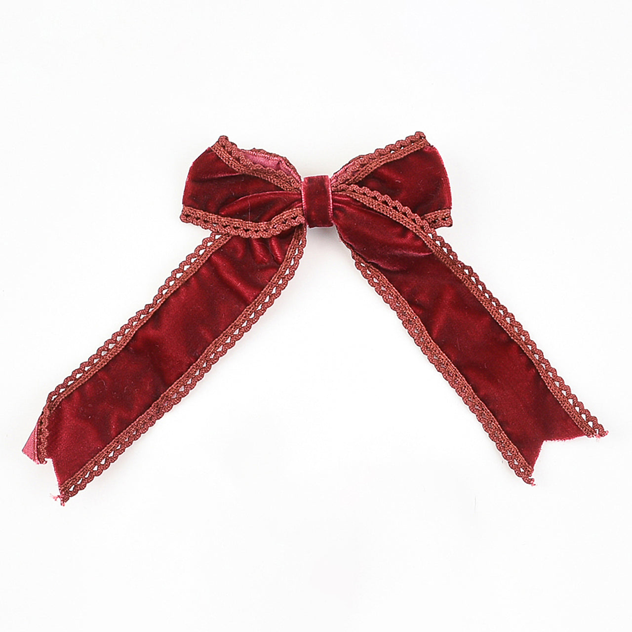 Velvet/Lace Long Bow Clip