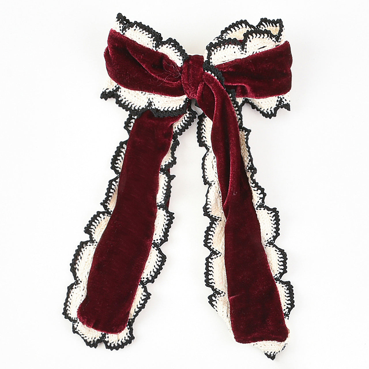 Velvet/Lace Bow Clip