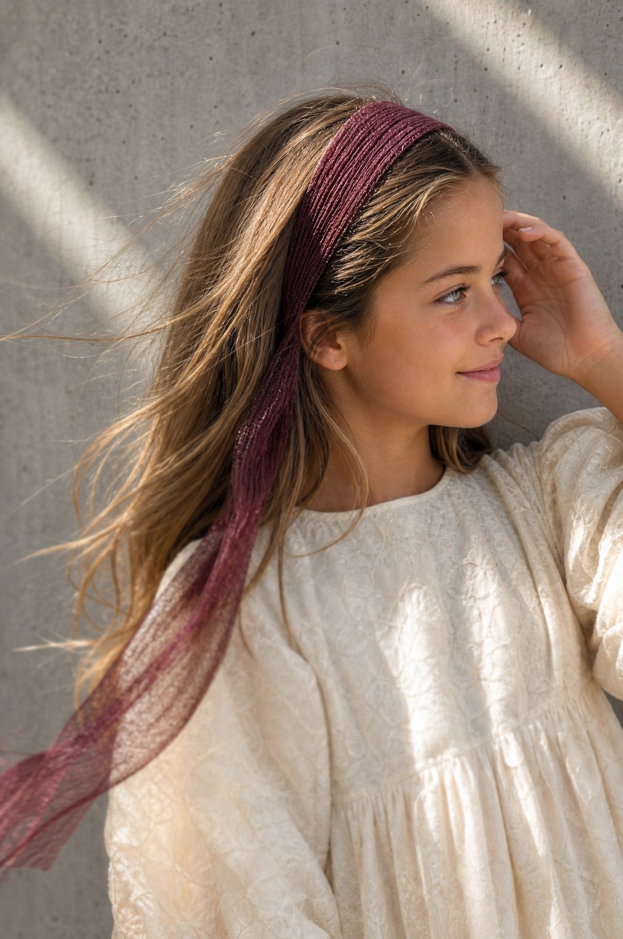 Nana Pleated Lace Long Headband