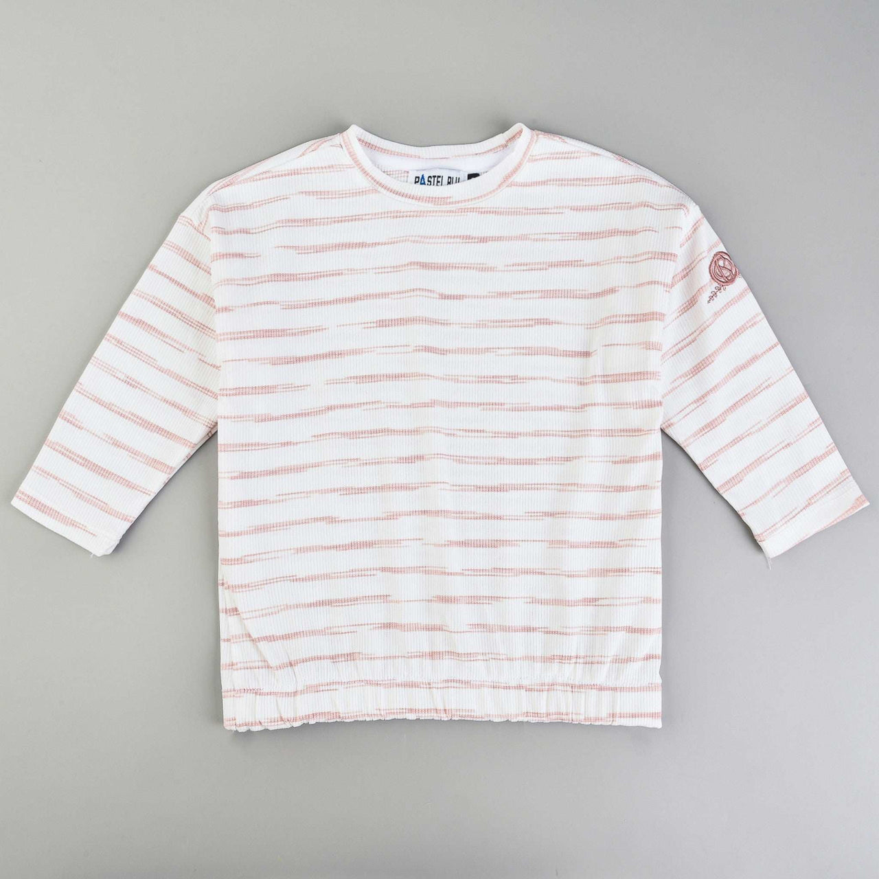 3/4 Sleeve Rib Striped Top - Kidichic