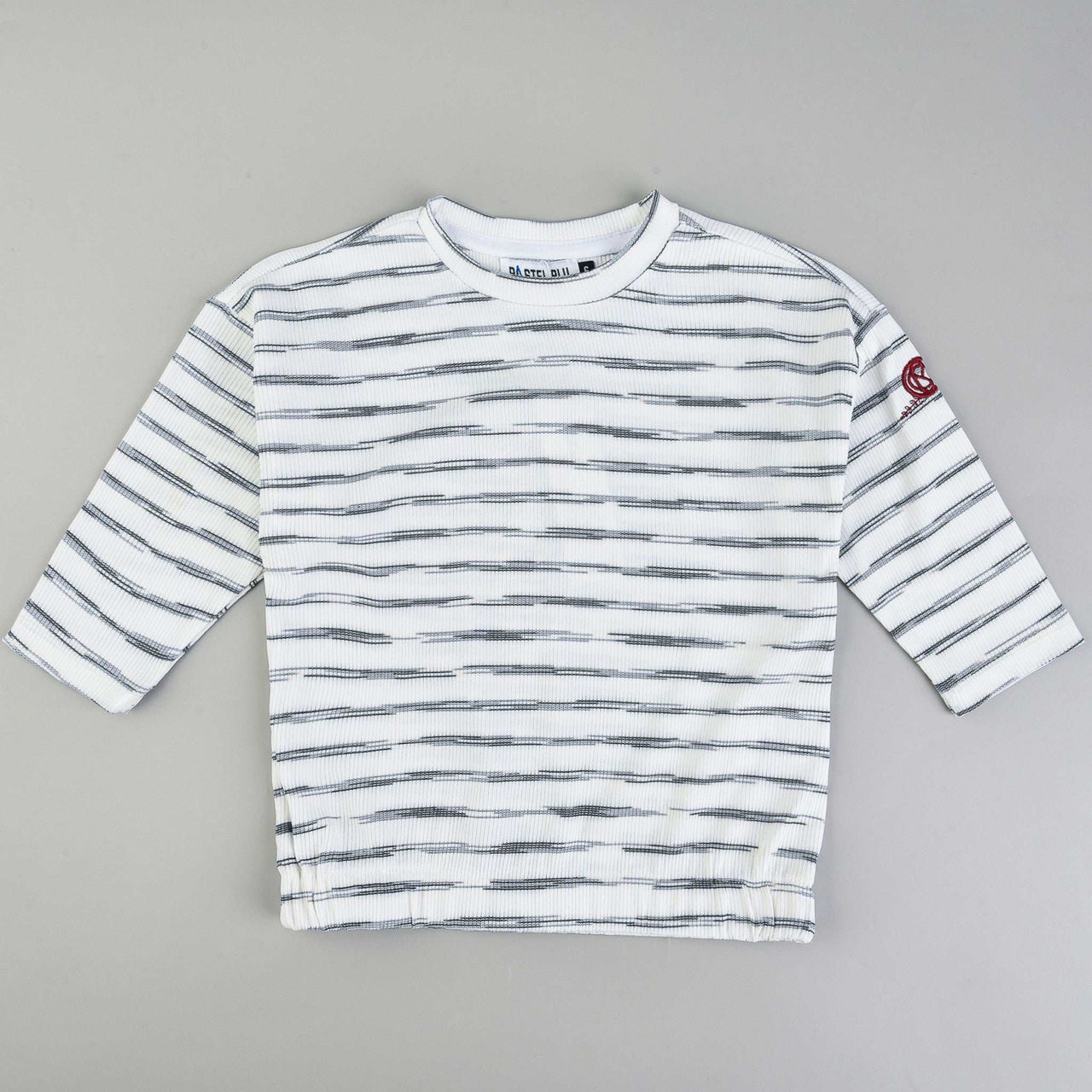 3/4 Sleeve Rib Striped Top - Kidichic
