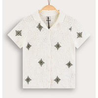 Melange Boys Crochet Knit Top