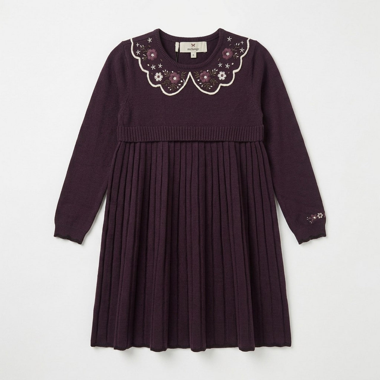 Melange Embroidered Collar Dress
