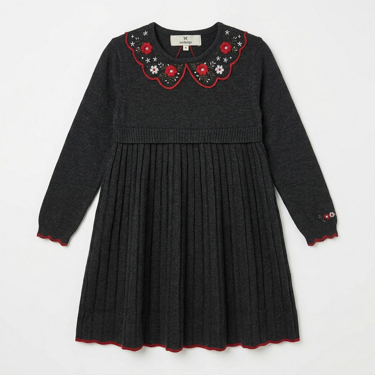 Melange Embroidered Collar Dress