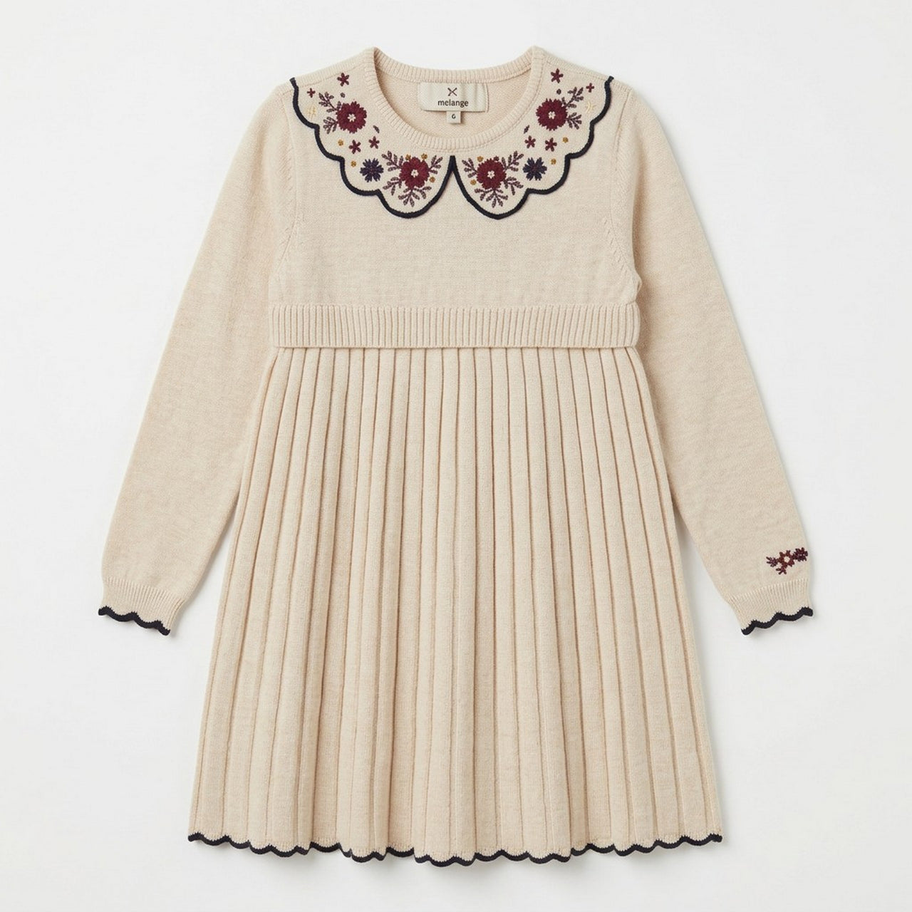 Melange Embroidered Collar Dress