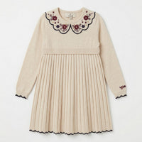 Melange Embroidered Collar Dress