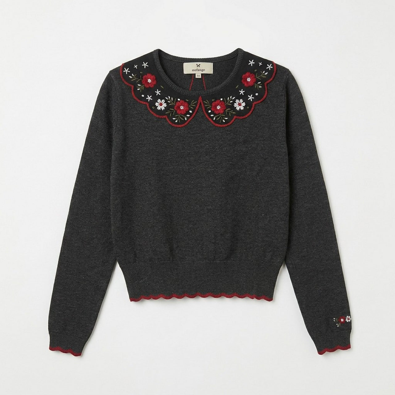 Melange EMB Collar Knit Sweater
