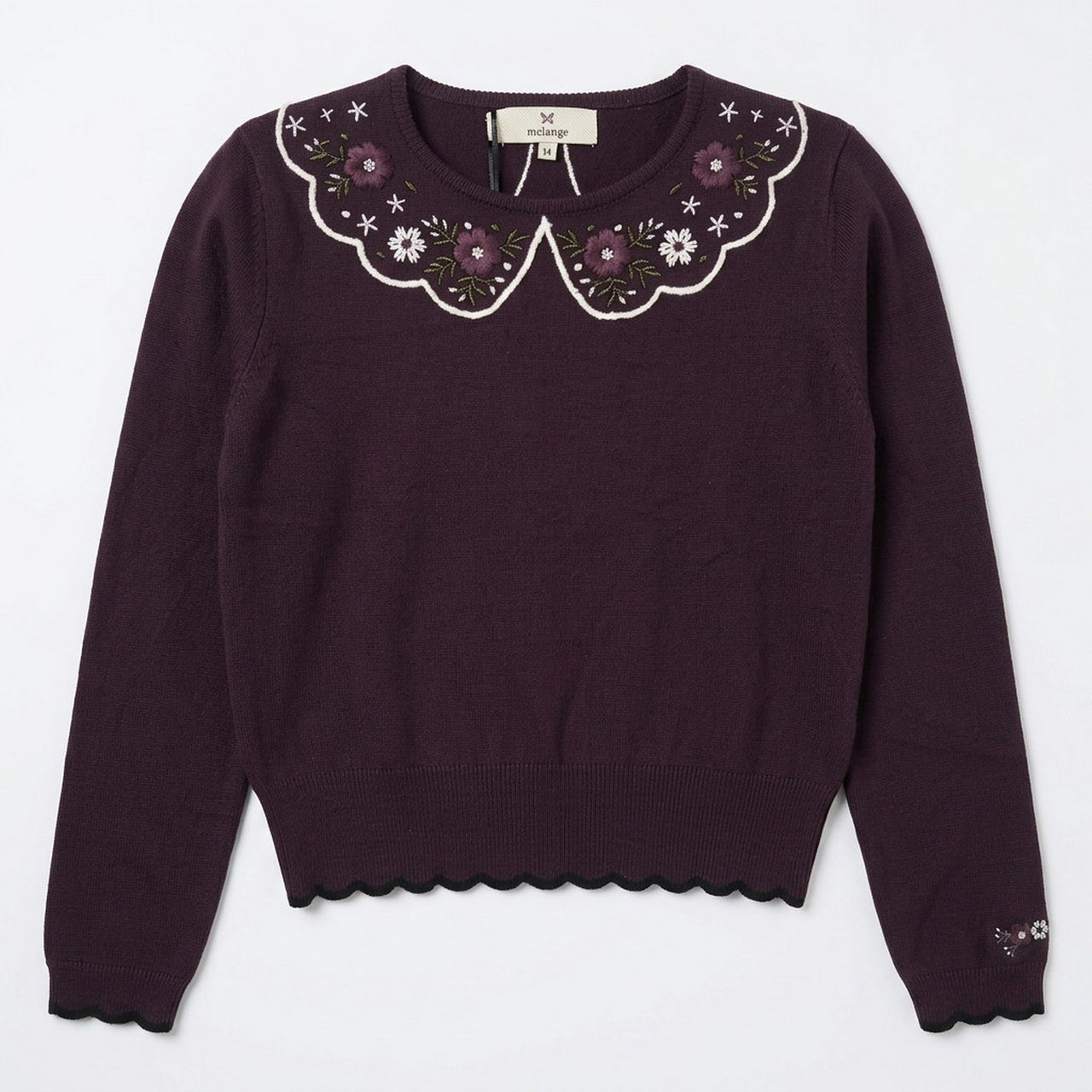 Melange EMB Collar Knit Sweater