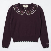 Melange EMB Collar Knit Sweater