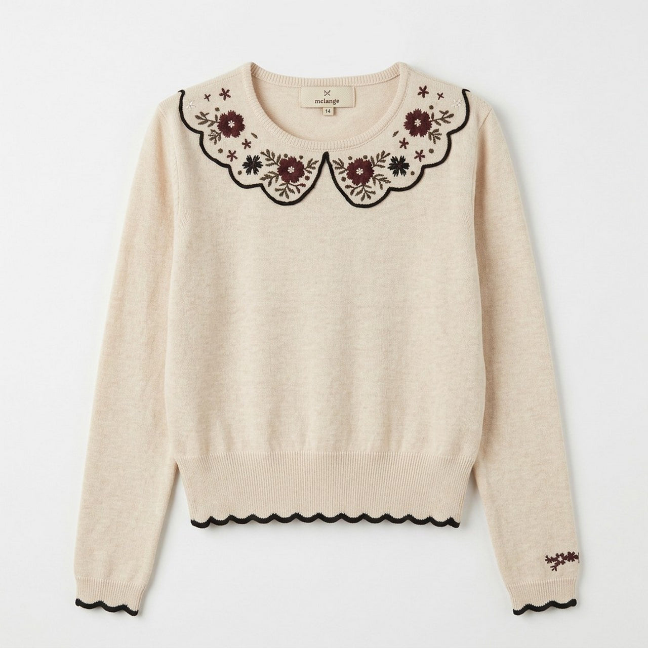 Melange EMB Collar Knit Sweater