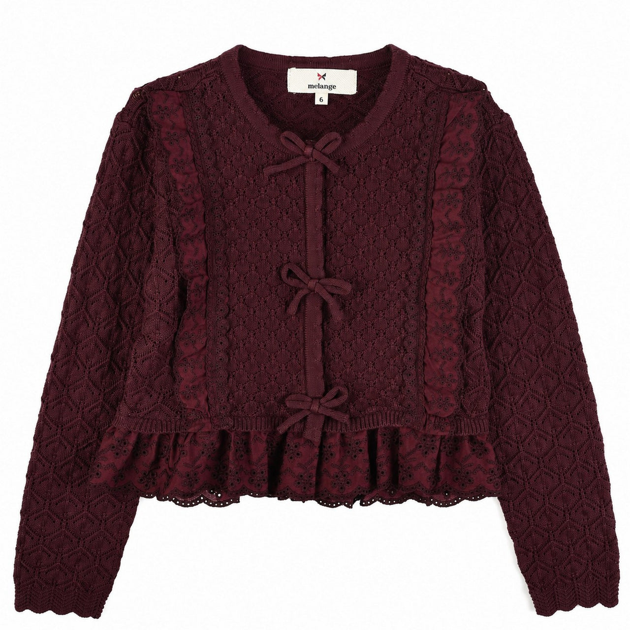Melange Knitted Lace Ruffle Top