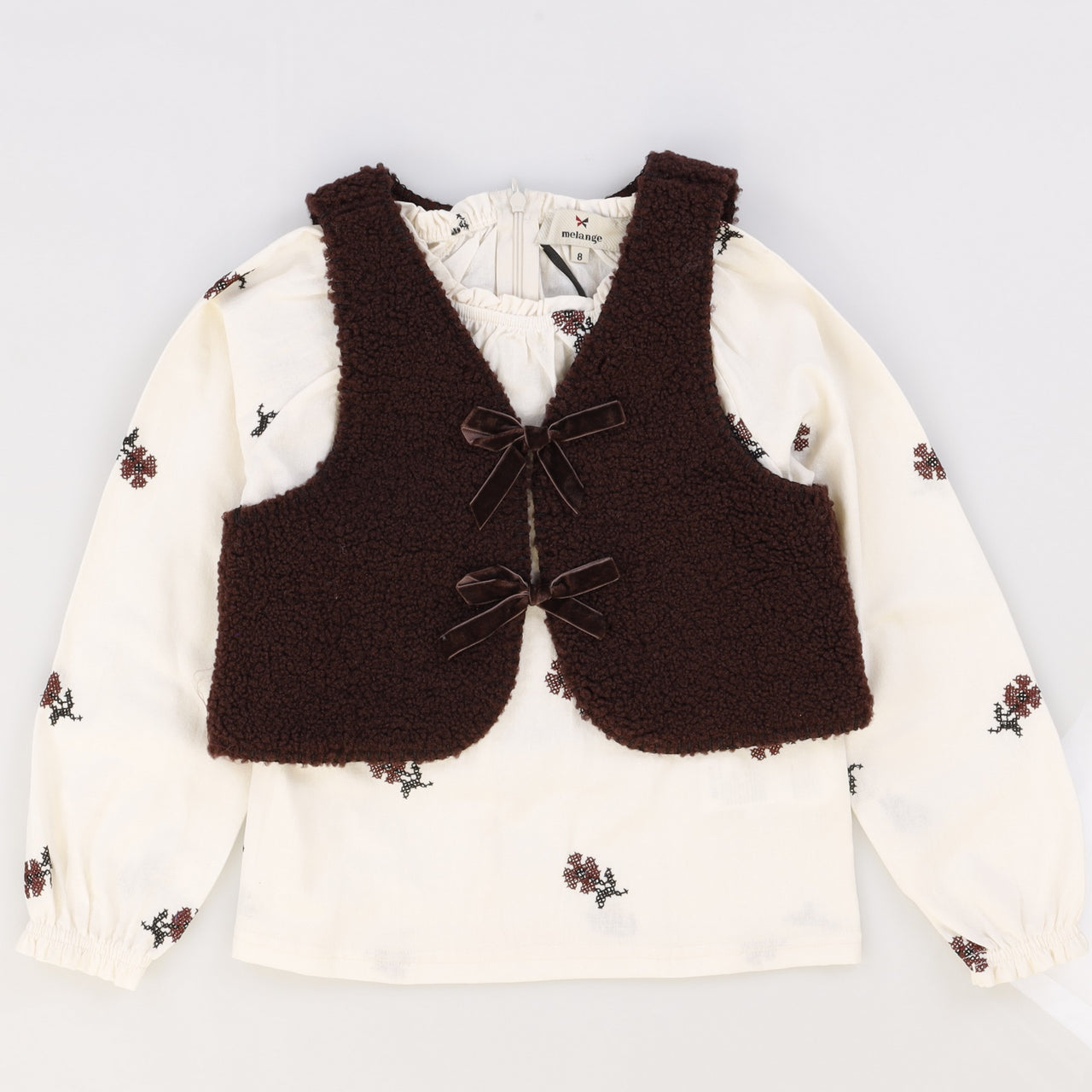 Melange Vest Shirt Set
