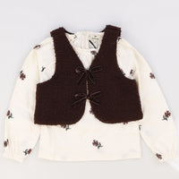 Melange Vest Shirt Set