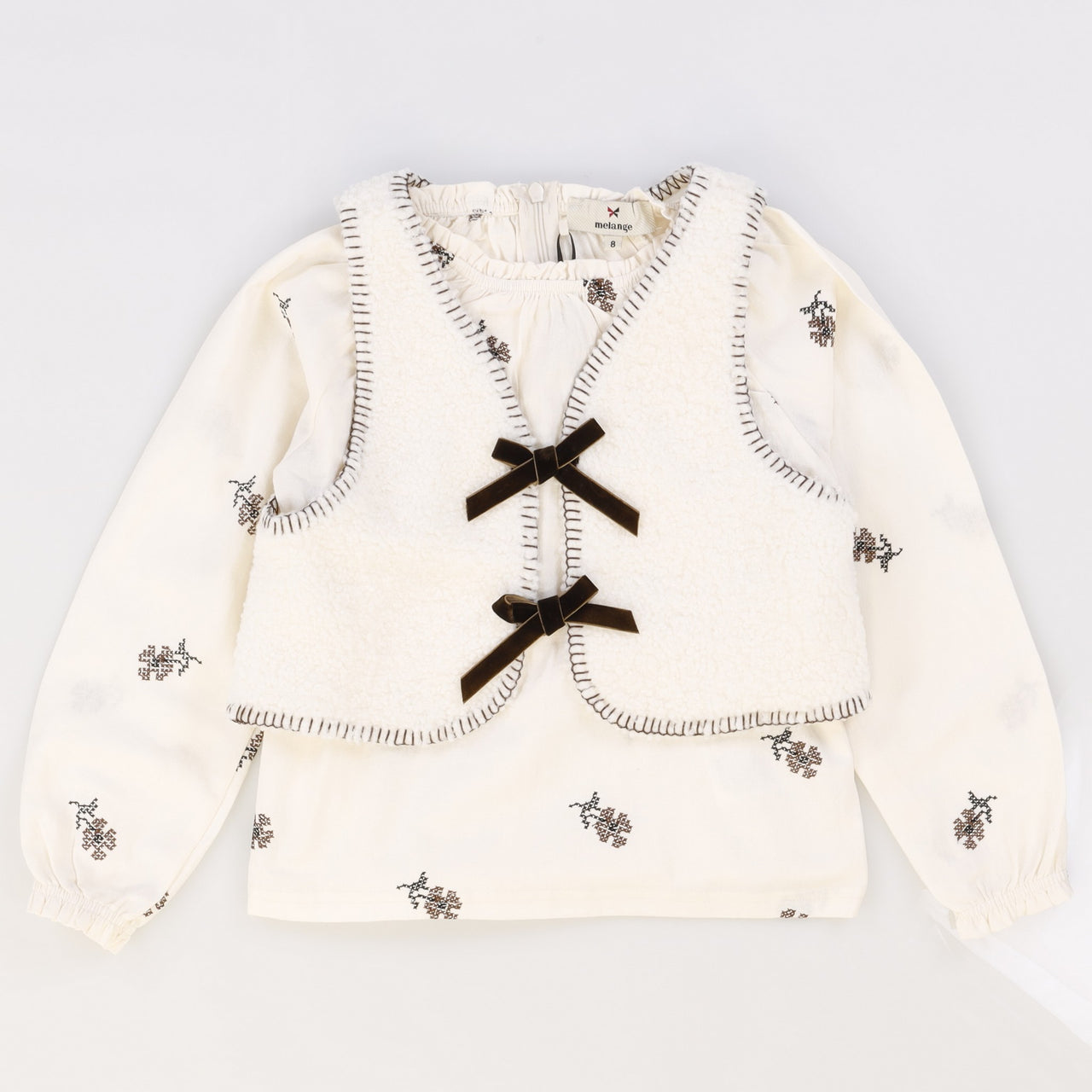 Melange Vest Shirt Set