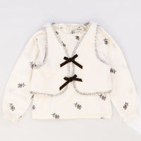 Melange Vest Shirt Set