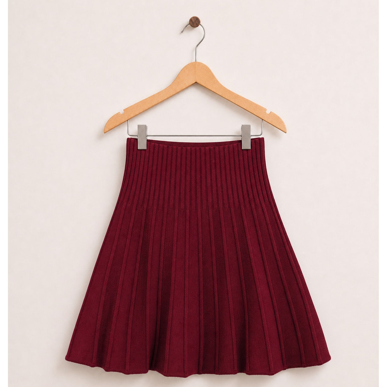 Melange Pleated Knit Skirt