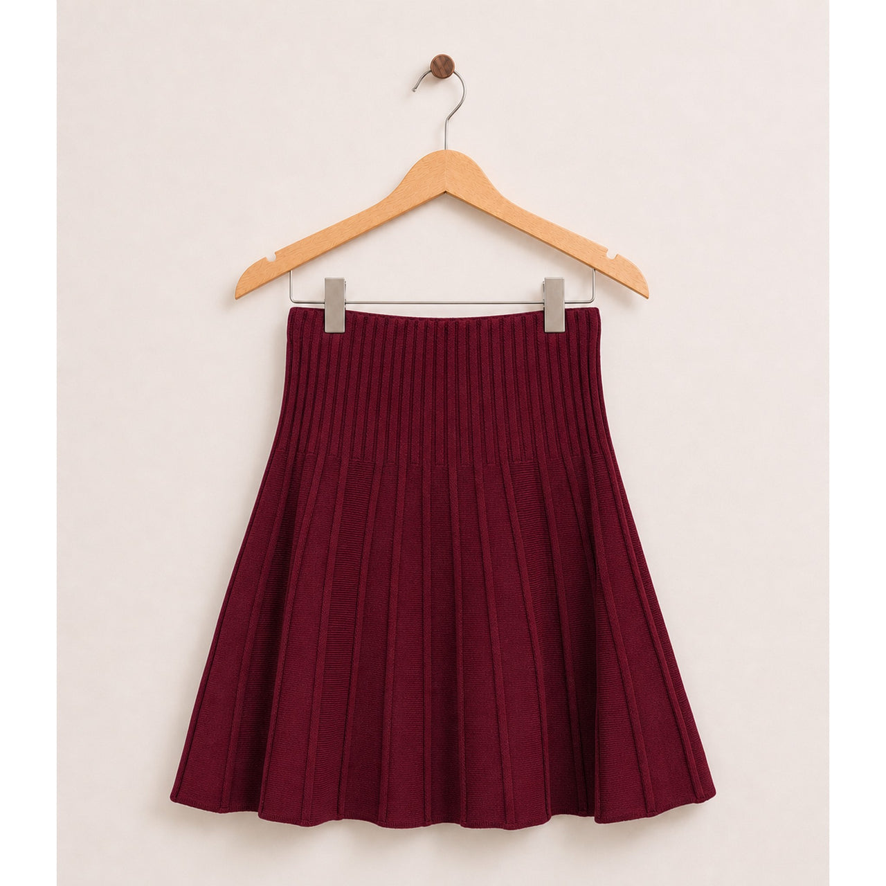 Melange Pleated Knit Skirt