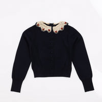 Melange Crochet Collar Top