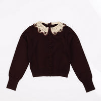 Melange Crochet Collar Top