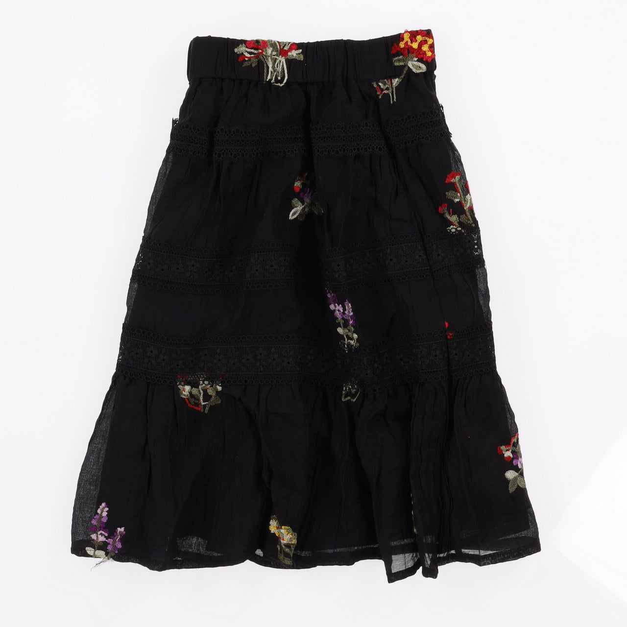Melange EMB Tiered Skirt