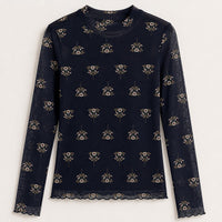 Melange Mesh Printed Shirt