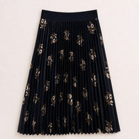 Melange Printed Pleated Skirt