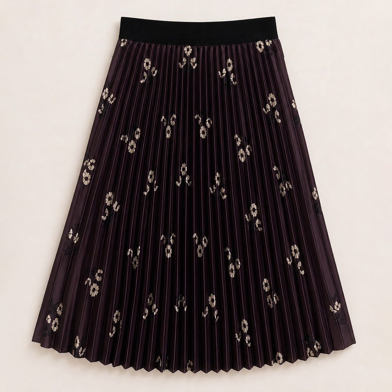 Melange Printed Pleated Skirt