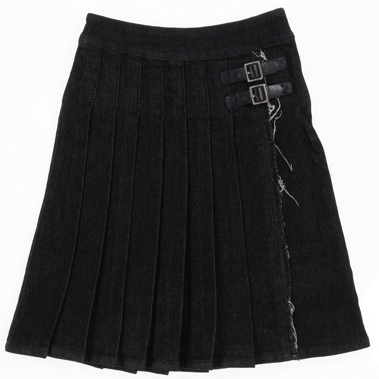 Melange Denim Pleated Skirt