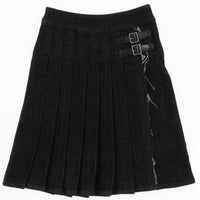 Melange Denim Pleated Skirt