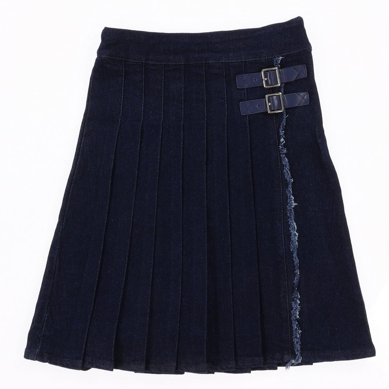 Melange Denim Pleated Skirt
