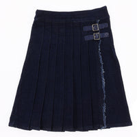 Melange Denim Pleated Skirt
