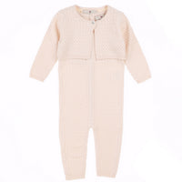 Melange Knit Overall Cardigan Set