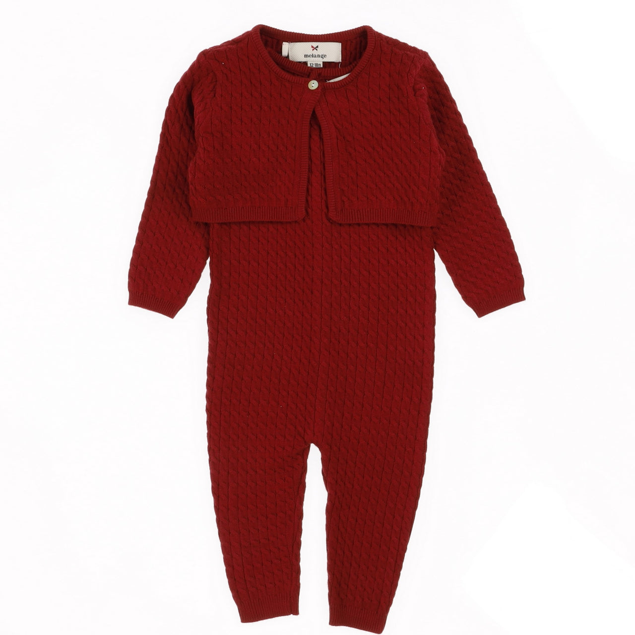 Melange Knit Overall Cardigan Set