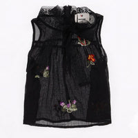 Melange Lace Bow Sleeveless Top