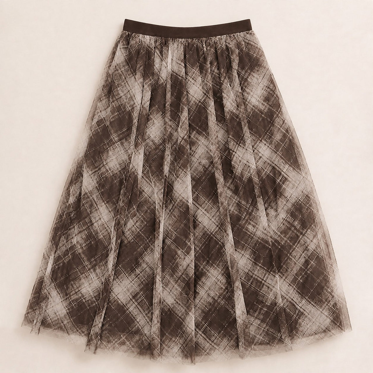 Checkered Mesh Skirt