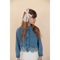 Nana Lace Short Ribbon Bow Clip