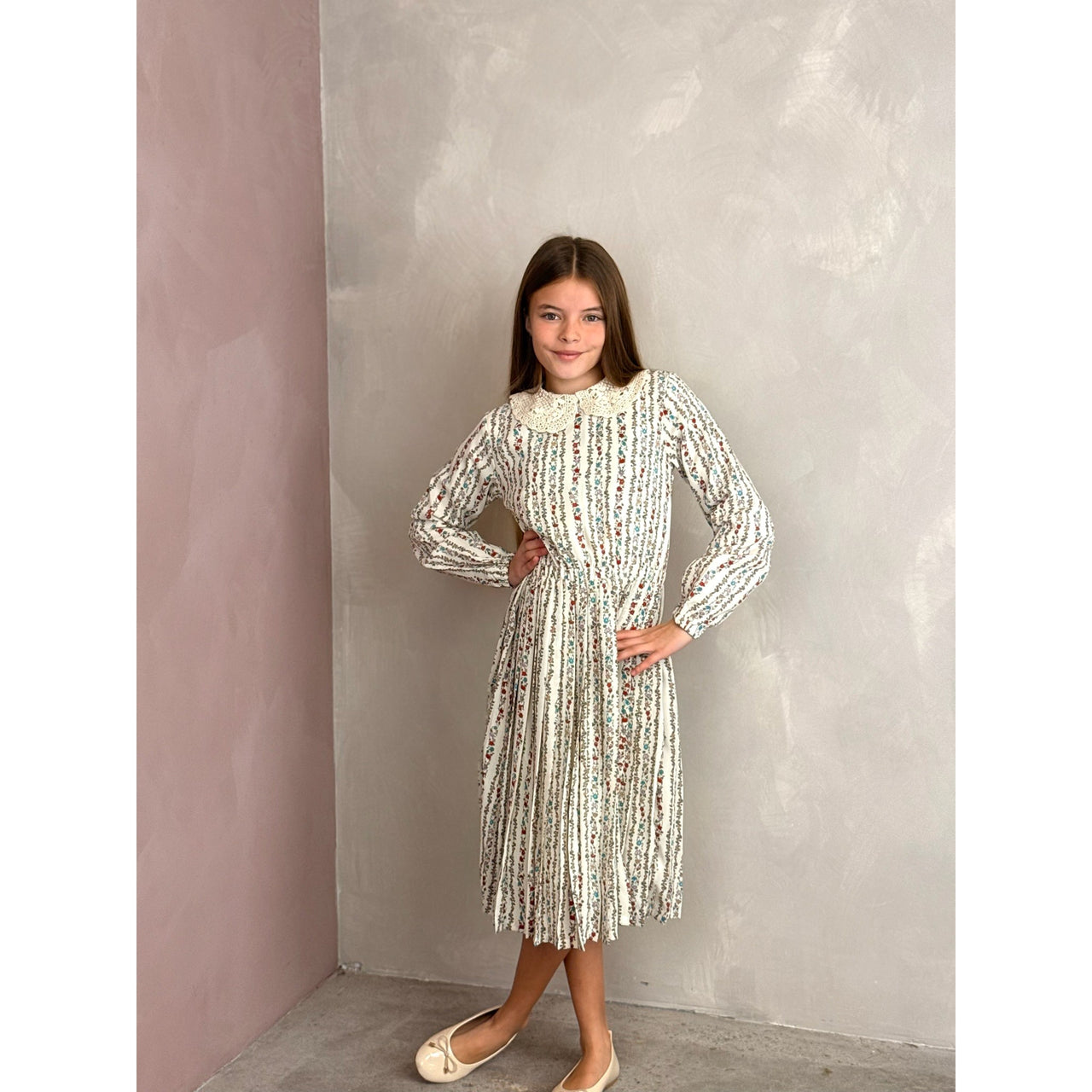 L.S Pleated Collar Dress