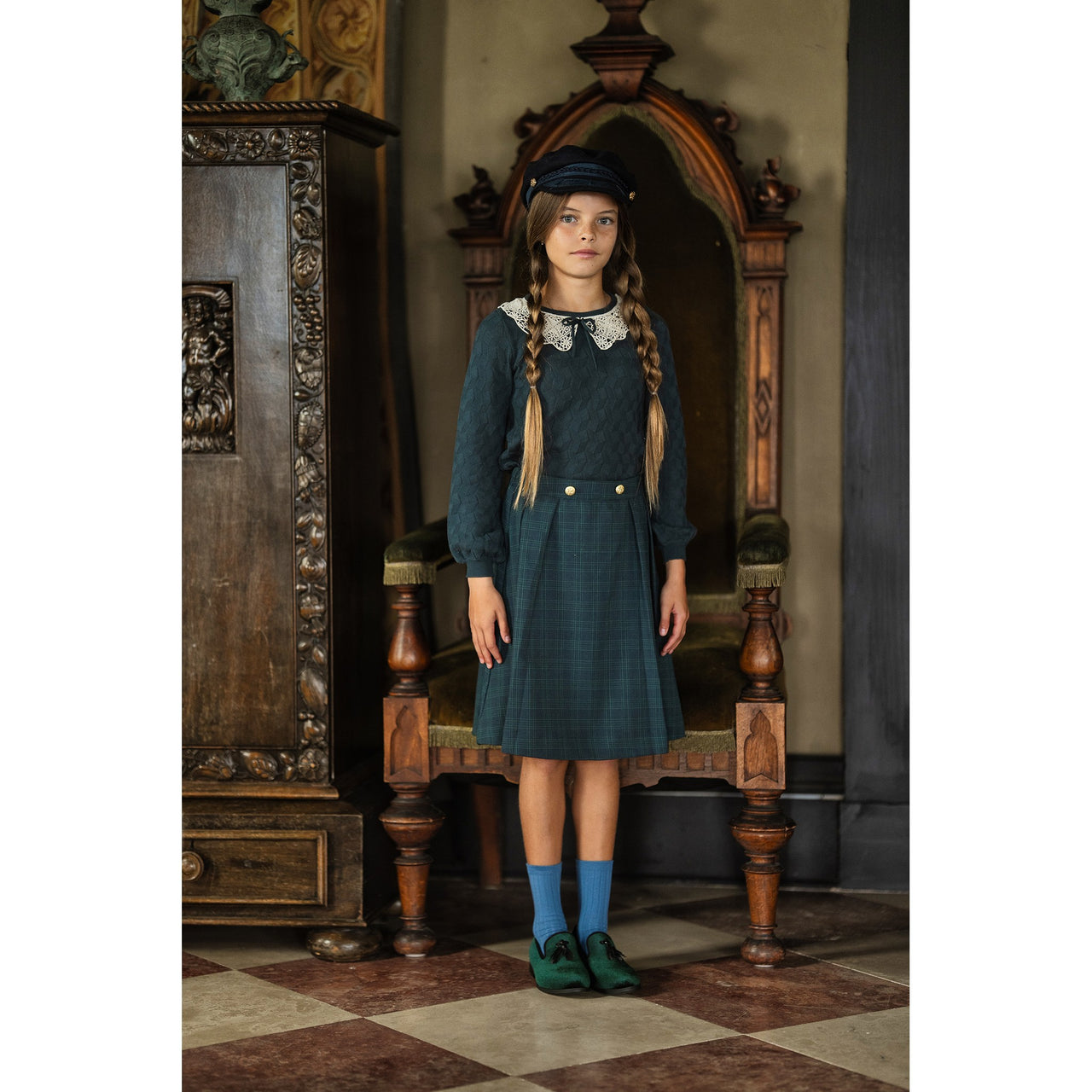 Hadas Jersey Checkered Skirt
