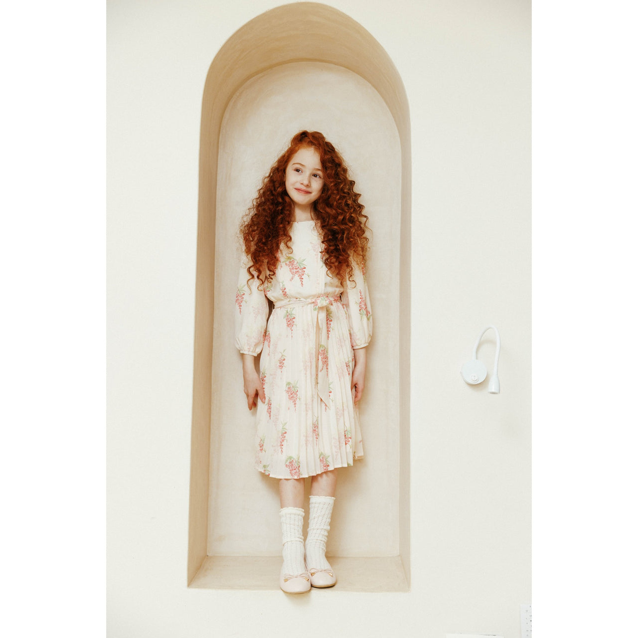 Girls Flower Pleated Dress