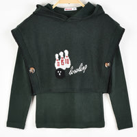 Girls Bowling Knit Hoodie Top