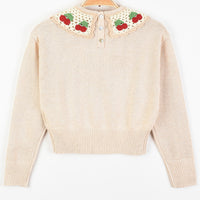 Melange Knit Cherry Collar Top