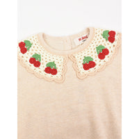 Melange Knit Cherry Collar Top