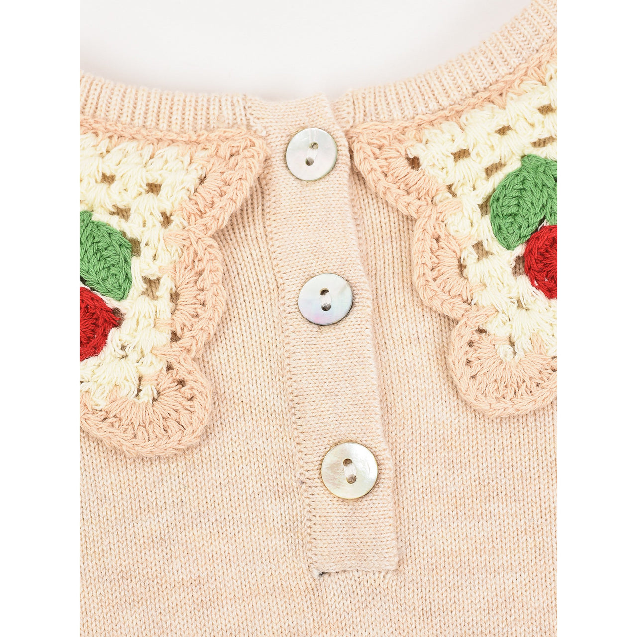 Melange Knit Cherry Collar Top