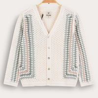 Melange Retro Crochet Boys Cardigan