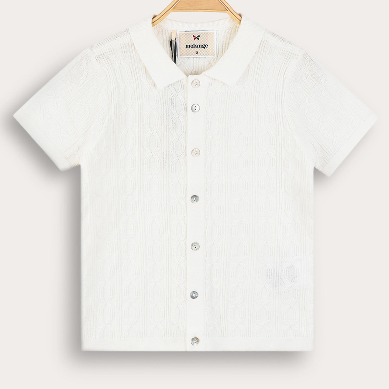 Melange Knit Button Down Shirt