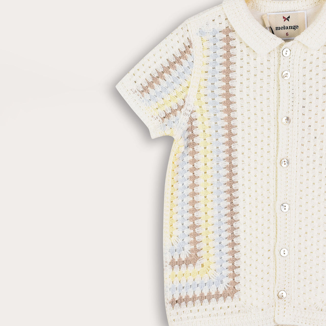 Melange Retro Crochet Knit Shirt