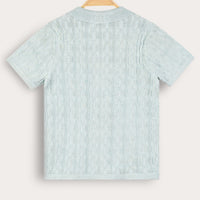 Melange Knit Button Down Shirt