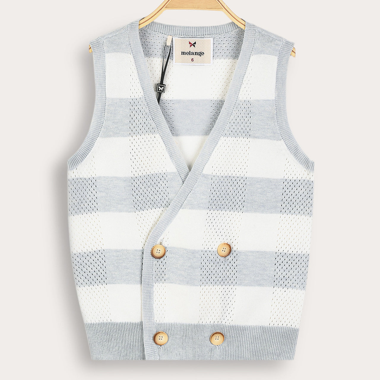 Melange Checks Knit Vest