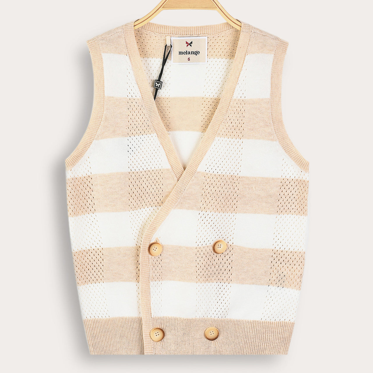 Melange Checks Knit Vest